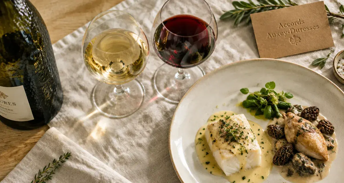 Auxey duresses accord mets vins : blancs tendus et rouges délicats