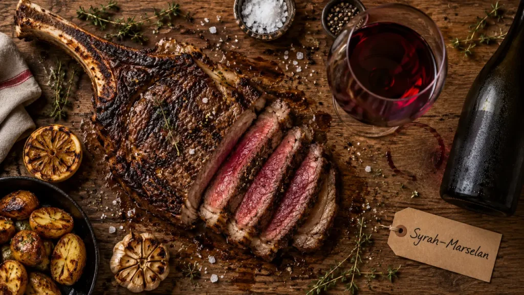 Côte de bœuf vin rouge grillée au thym