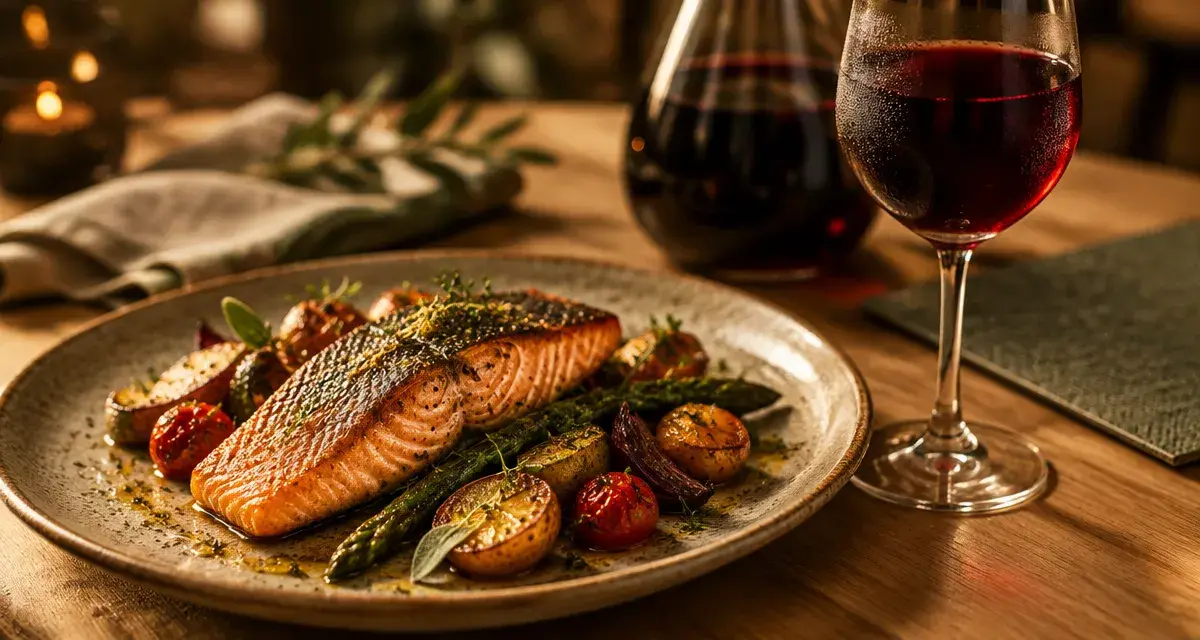 Poisson vin rouge : saumon poêlé avec vin rouge rubis