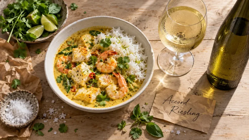 Quel vin avec un curry de poisson ? Blanc aromatique, bulles et pièges du piment