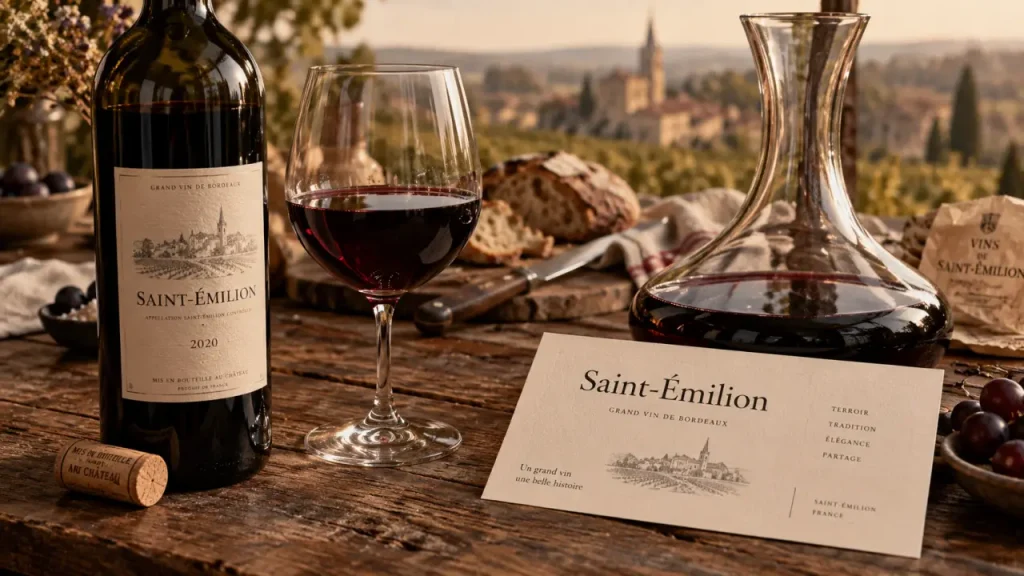 Saint emilion vin rouge : servir un verre et une bouteille