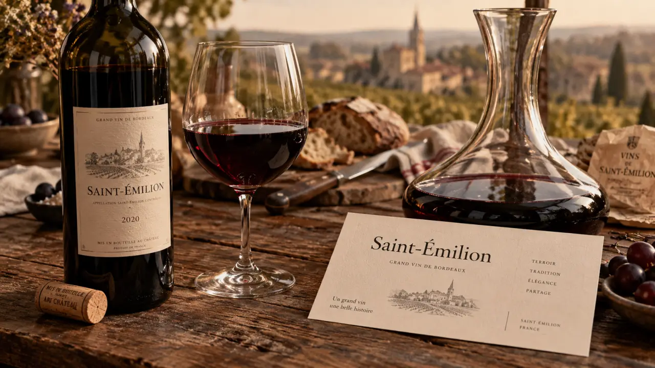 Saint emilion vin rouge : servir un verre et une bouteille